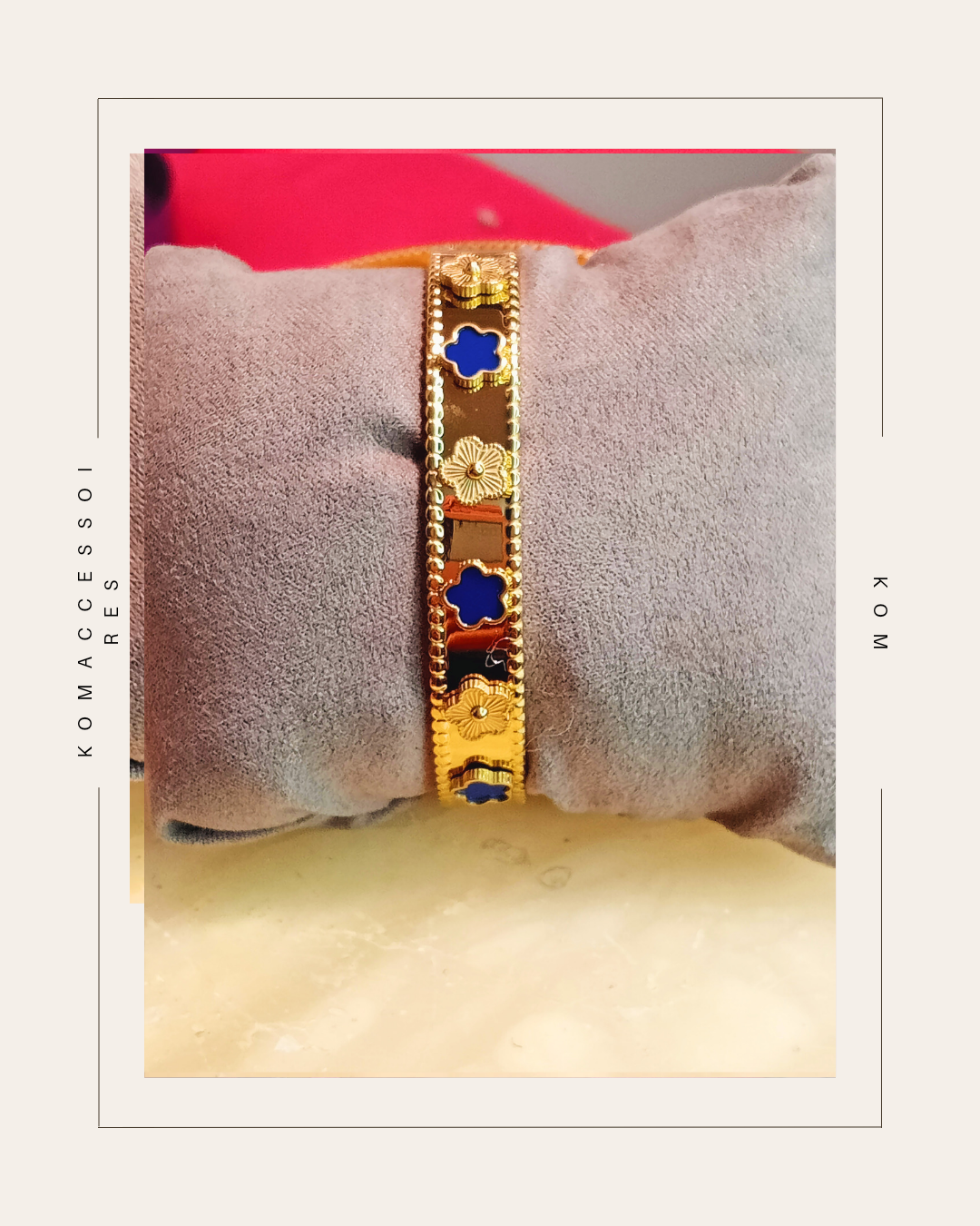 Bracelet trèfle BLEU large (van Cleef)