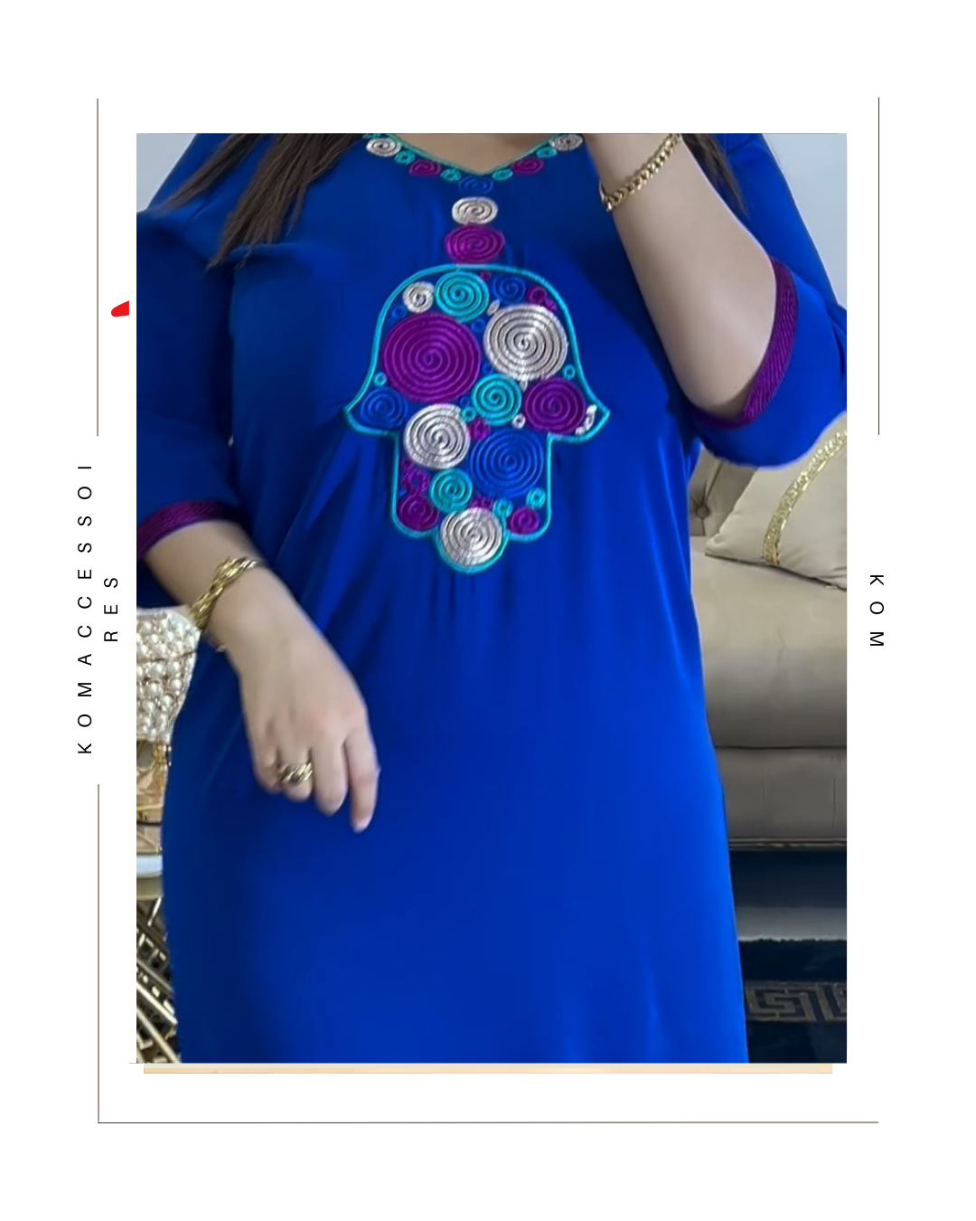 Gandoura khamssa bleu violet