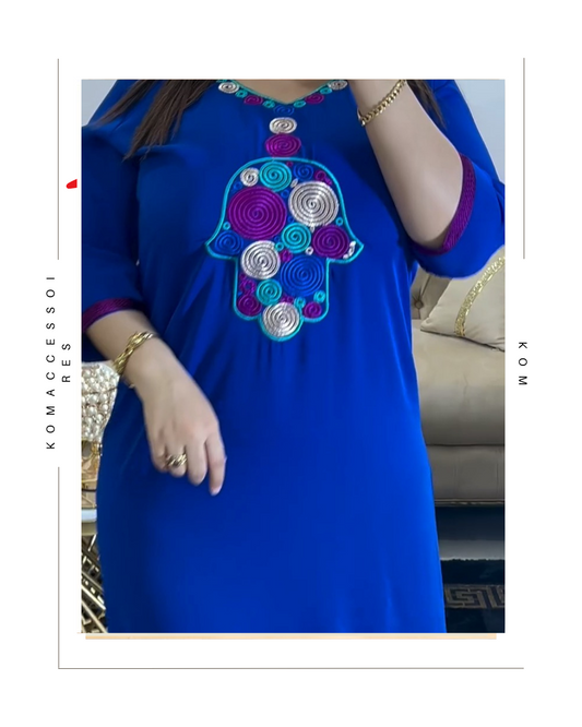 Gandoura khamssa bleu violet